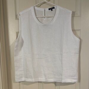 White Linen Sleeveless Tank Top